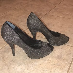 GIANNI BINI BLACK & SILVER MESH HEEL